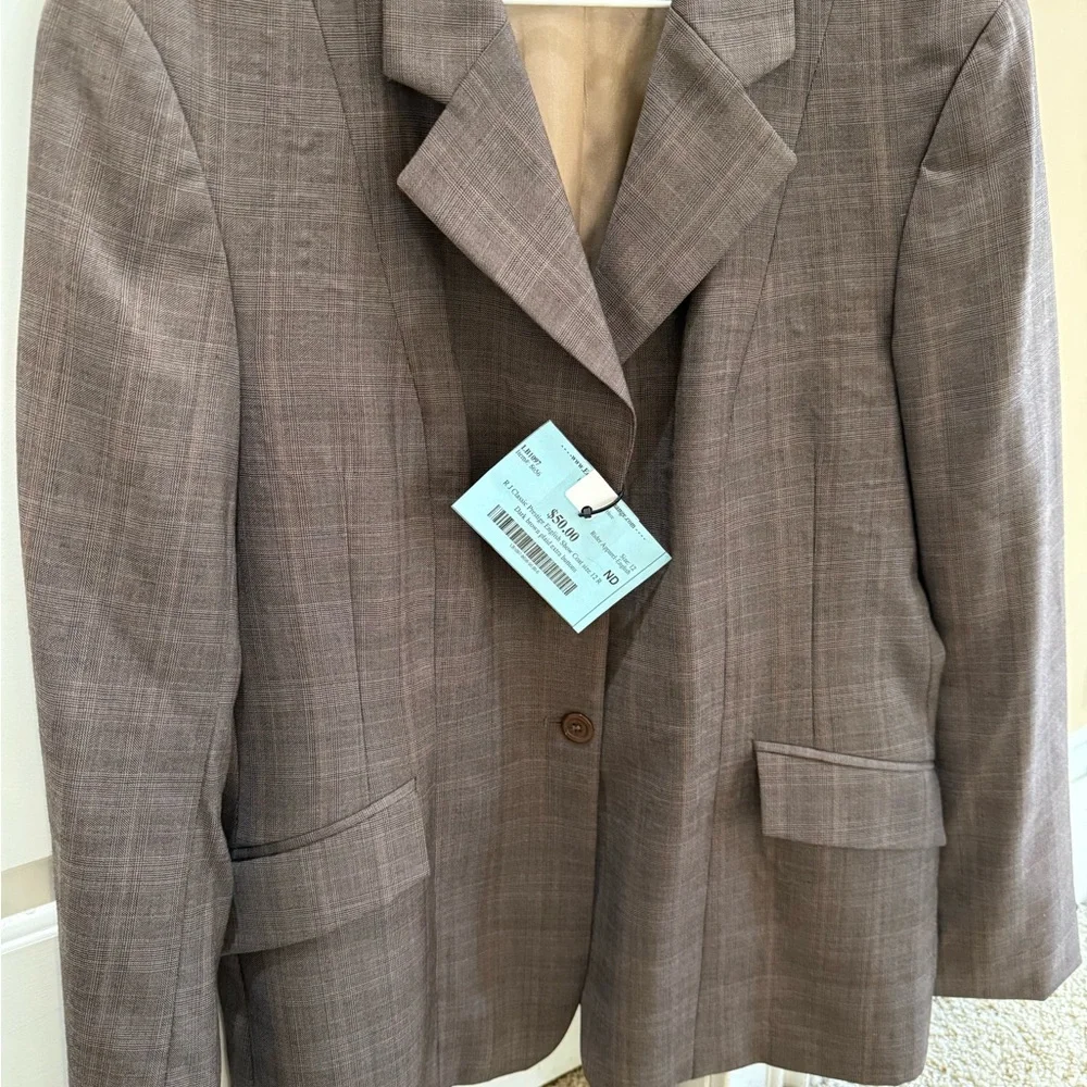 RJ Classics Prestige Equestrian Show coat ladies 12 R brown plaid shades - Picture 1 of 15